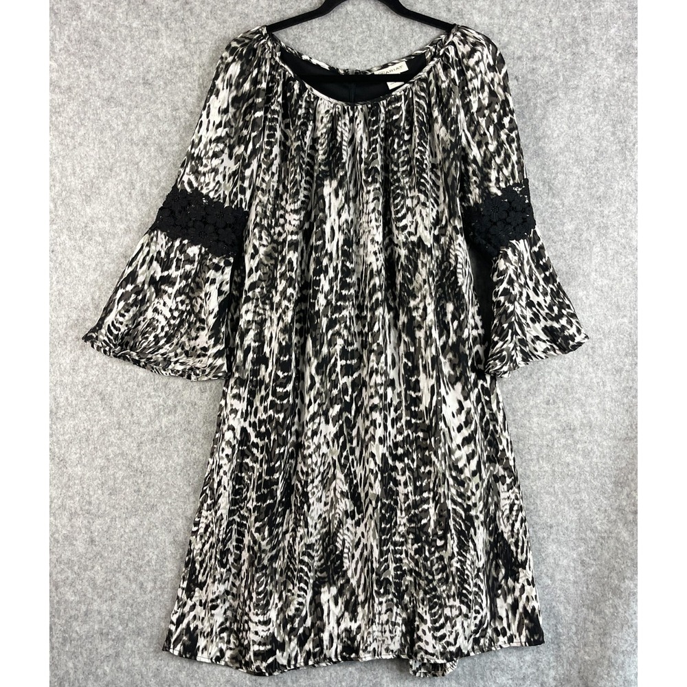 Ariat Dress Womens XL Animal Print Crochet Bell Sleeve Boho Western